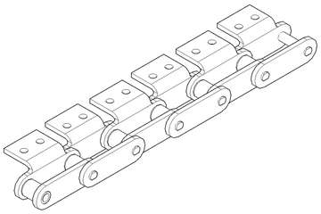 Расшифровка маркировки Цепь конвейерная C2080H с прикреплением (attachment) тип A