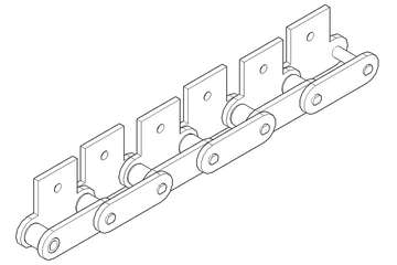 3d модель: Цепь конвейерная C2060H с прикреплением (attachment) тип SA