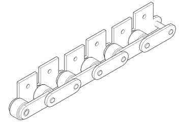 3d модель: Цепь конвейерная C2062H с прикреплением (attachment) тип SA